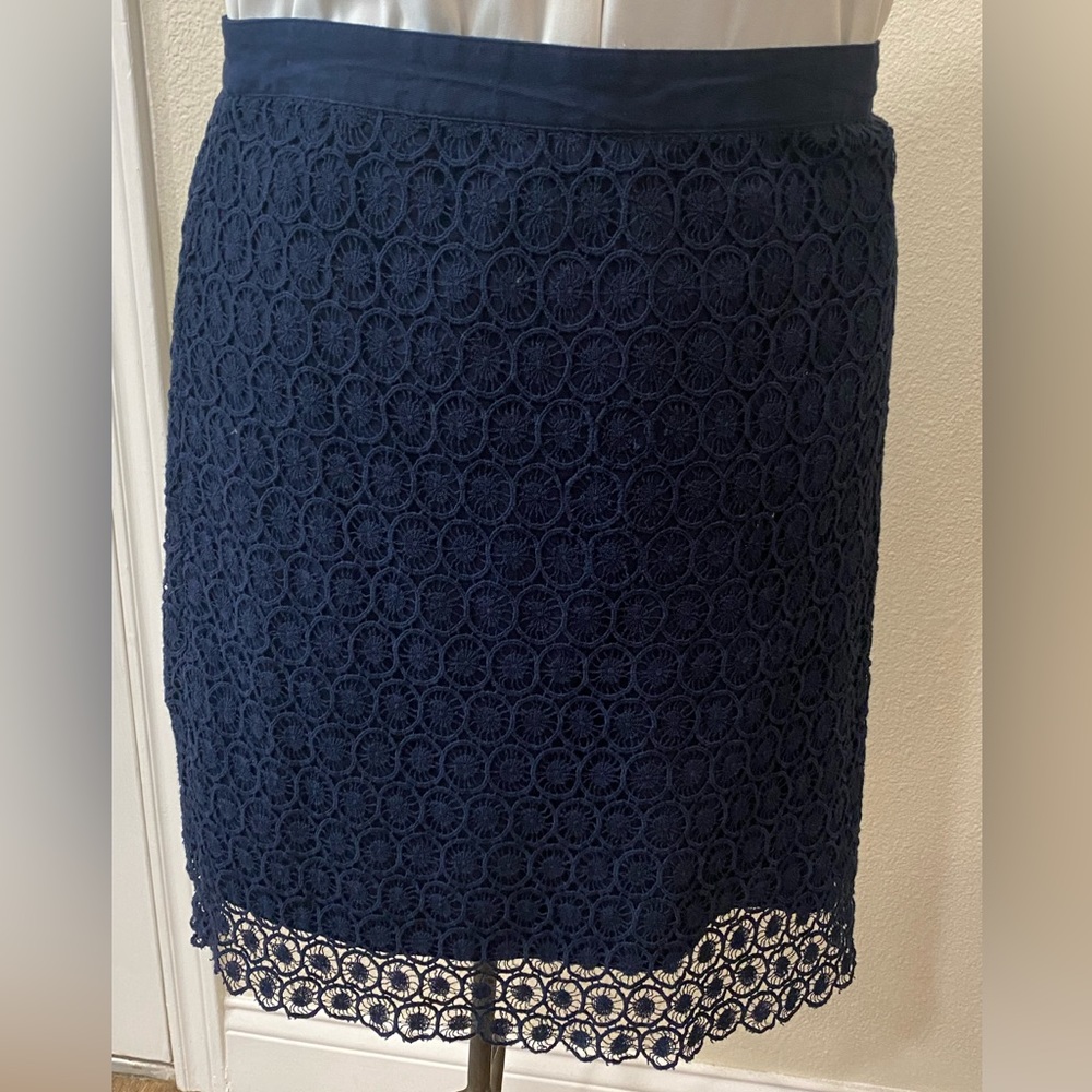 LOFT Navy Blue Lace Skirt